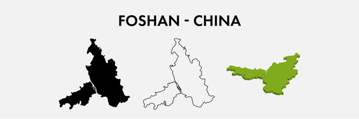 Foshan China city map set vector illustration design isolated on white background. Concept of travel and geography.