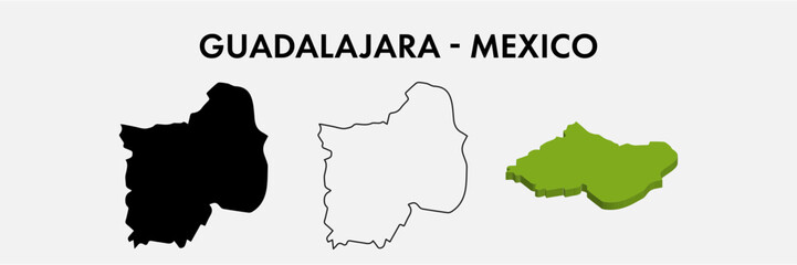 Guadalajara Mexico city map set vector illustration design isolated on white background. Concept of travel and geography.