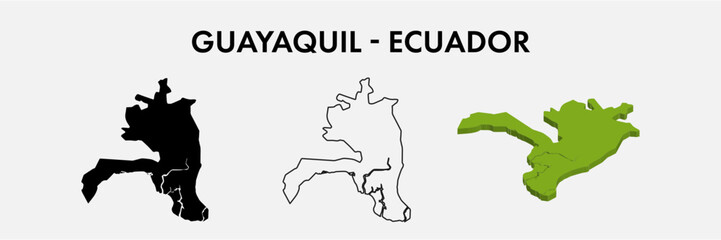 Guayaquil Ecuador city map set vector illustration design isolated on white background. Concept of travel and geography.