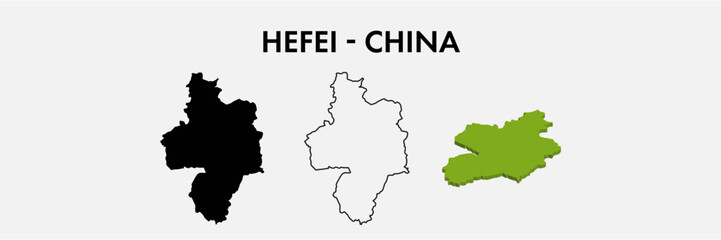 Hefei china city map set vector illustration design isolated on white background. Concept of travel and geography.