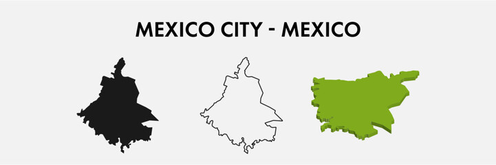 Obraz premium Mexico City map set vector illustration design isolated on white background. Concept of travel and geography.