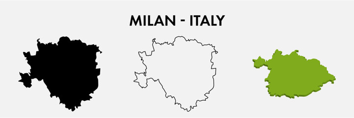 Milan italy city map set vector illustration design isolated on white background. Concept of travel and geography.
