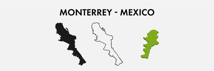 Monterrey mexico city map set vector illustration design isolated on white background. Concept of travel and geography.