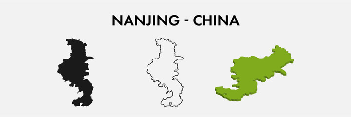Nanjing China city map set vector illustration design isolated on white background. Concept of travel and geography.