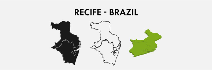 Recife brazil city map set vector illustration design isolated on white background. Concept of travel and geography.
