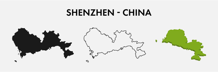Obraz premium Shenzhen china city map set vector illustration design isolated on white background. Concept of travel and geography.