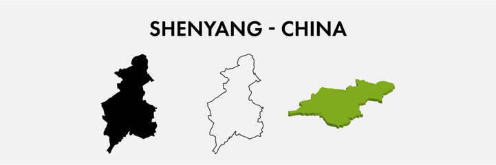 Shenyang China city map set vector illustration design isolated on white background. Concept of travel and geography.