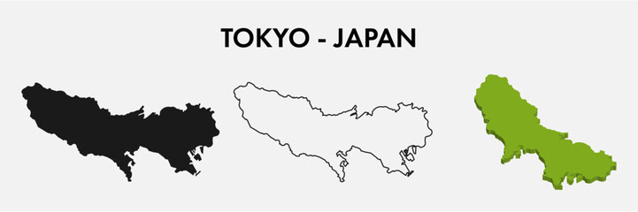Tokyo Japan city map set vector illustration design isolated on white background. Concept of travel and geography.