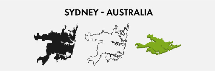 Naklejka premium Sydney Australia city map set vector illustration design isolated on white background. Concept of travel and geography.