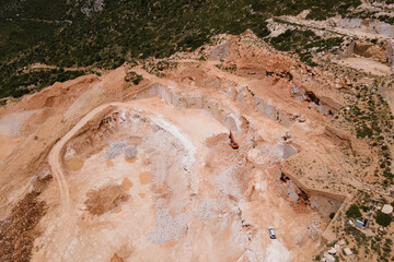 Marble quarry, Open pit marble extraction in Turkey. aerial view