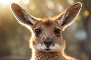 Fototapeta premium small kangaroo portrait. ai generative
