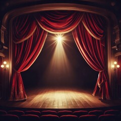 theater stage with red curtains background