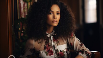 Portrait of a beautiful stylish mulatto woman in stylish and modern clothes. Style, fashion and beauty concept