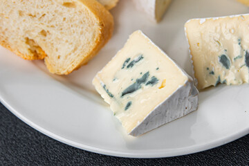 Fototapeta na wymiar creamy blue cheese with intense flavor soft mold cheese delicious healthy eating cooking appetizer meal food snack on the table