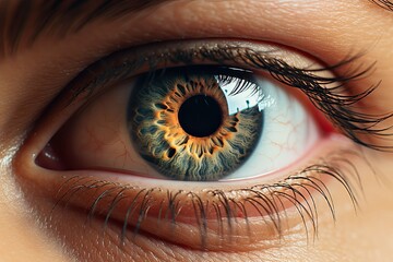 Fototapeta premium Stunning close up intricate details and beauty of a human eye. Generative AI