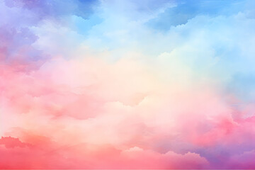 Abstract sunset sky background, hand painted watercolor texture, vector illustration  
