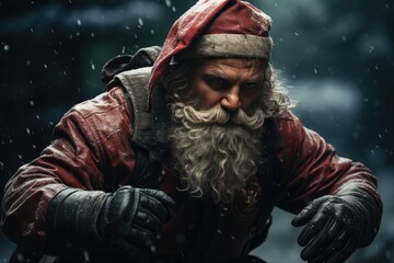 boxing day: santa boxing in the snow 