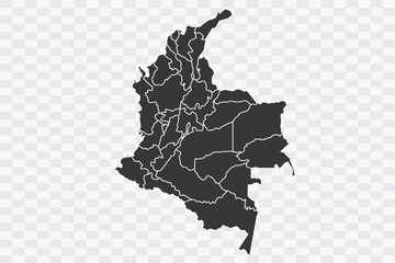 Colombia Map Shadow Color on White Background quality files Png