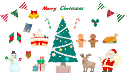 クリスマスの可愛い素材イラストセット