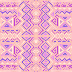 African ethnic seamless pattern in tribal style. Trendy abstract geometric background with grunge texture. Unique design elements for textile, banner, cover, wallpaper, wrapping	