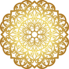 Mandala with gold color gradations