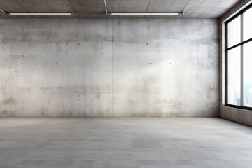 interior of empty room with concrete walls. Generative Ai