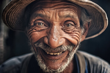 portrait of an elderly smiling man. Generative Ai