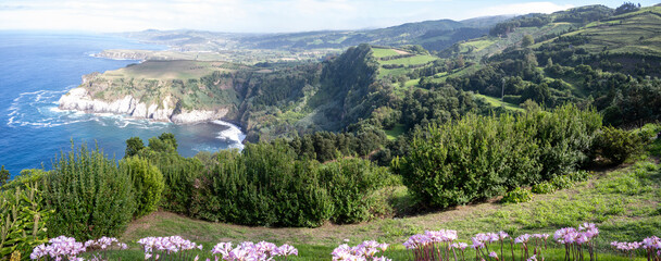 Santa Iria panoramic viewpoint in the northern part of the island of Sao Miguel in the Azores