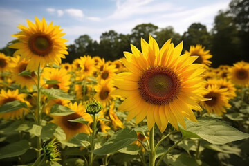 Sunflower field in the summer - Generative AI