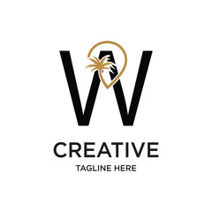 letter palm logo design simple concept Premium Vector