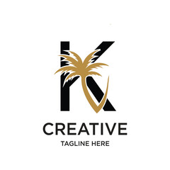 letter palm logo design simple concept Premium Vector