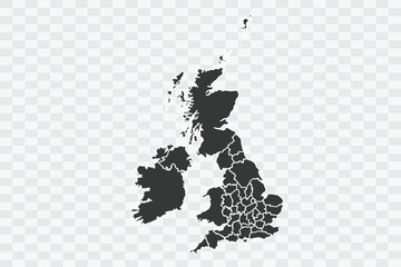 Uk Counties Map Shadow Color on White Background quality files Png