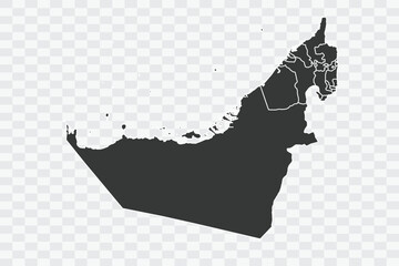 United Arab Emirates Map Shadow Color on White Background quality files Png