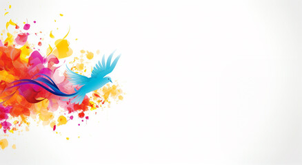 Pomba azul-clara voando sobre um fundo branco de aquarela, ideal para destacar seu logotipo ou mensagem. Conceito Paz.