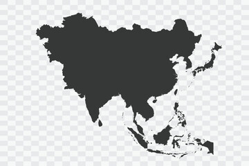 Asia Map Shadow Color on White Background quality files Png