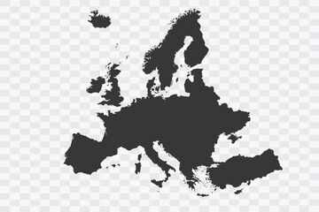 Europe Map Shadow Color on White Background quality files Png