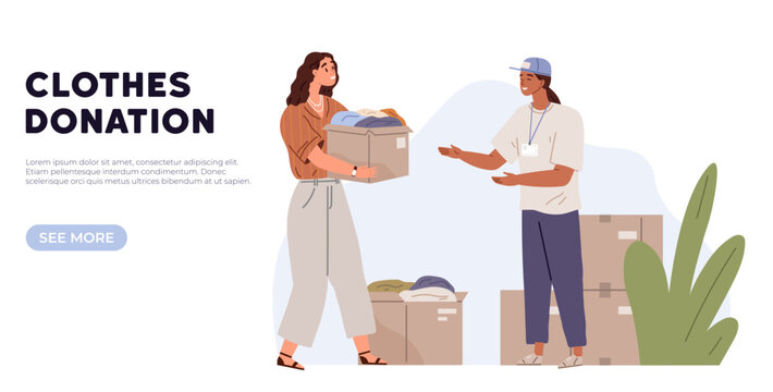 Clothes donation. Vector illustration. Helping through clothes donations shows generosity and compassion The care donated clothes ensures their usefulness Clothes donations make valuable contribution