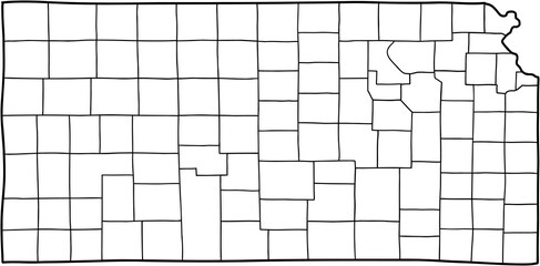 doodle freehand drawing of kansas state map.