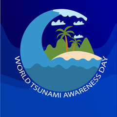 Fototapeta na wymiar World Tsunami Awareness Day Hand Drawn Illustration Creative 