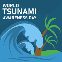 Obraz premium World Tsunami Awareness Day Hand Drawn Illustration Creative 