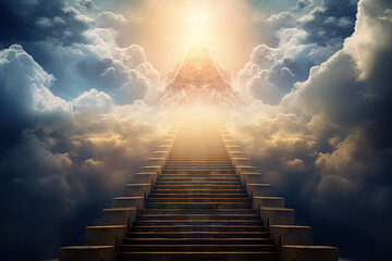 A photo of stairway to heaven. AI Generative