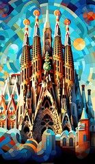 illustration of the cathedral of the Sagrada Familia, concept architecture