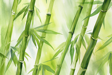 A bamboo pattern created in watercolor