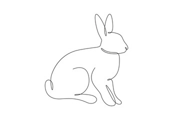  Rabbit continuous one line art. Isolated on white background vector illustration. Pro vector. 
