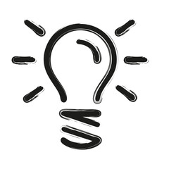 Fototapeta premium Light bulb icon made with ink