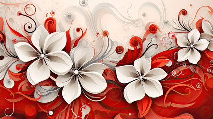 Abstract Polish Flag Illustration with Beautiful Floral Accents - Generative AI