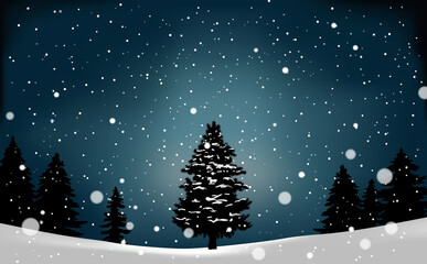 モミの木と雪の背景