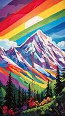 Inspiring LGBTQ Mountain Landscape Illustration