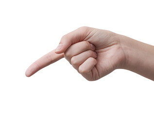 Female hand pointing finger isolated