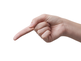 Female hand pointing finger isolated
